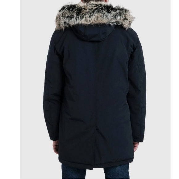 MICHAEL KORS Men's Hooded Jacket Blue Size LT Big & Tall Faux-Fur Parka … - Picture 4 of 12
